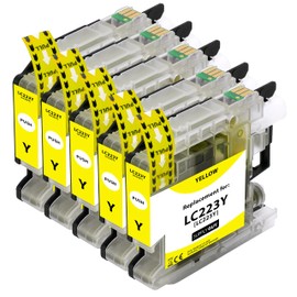 Supply Guy 5 Printer Cartridges Compatible with Brother LC223 LC-223XL LC-225 LC-227 Yellow with Chip and Level Indicator for MFC-J5320DW MFC-J5620DW MFC-J480DW DCP-J4120DW DCP-J562DW and More
