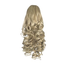 Love Hair Extensions Curly Crocodile Clip Synthetic Hair Ponytail Colour 10/22 Medium Ash Brown/Beach Blonde 12 -Inch