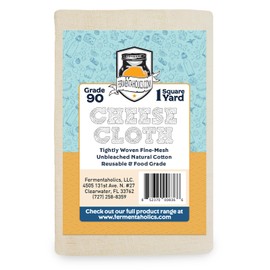 Fermentaholics Unbleached Grade 90 Cheesecloth | 1 Square Yard, Ultra Fine-Mesh, Food-Grade Cheesecloth | Cheese Cloth for Cooking, Straining Cheese, Nut Milks, Bone Broth, Infusions, Tea, etc.