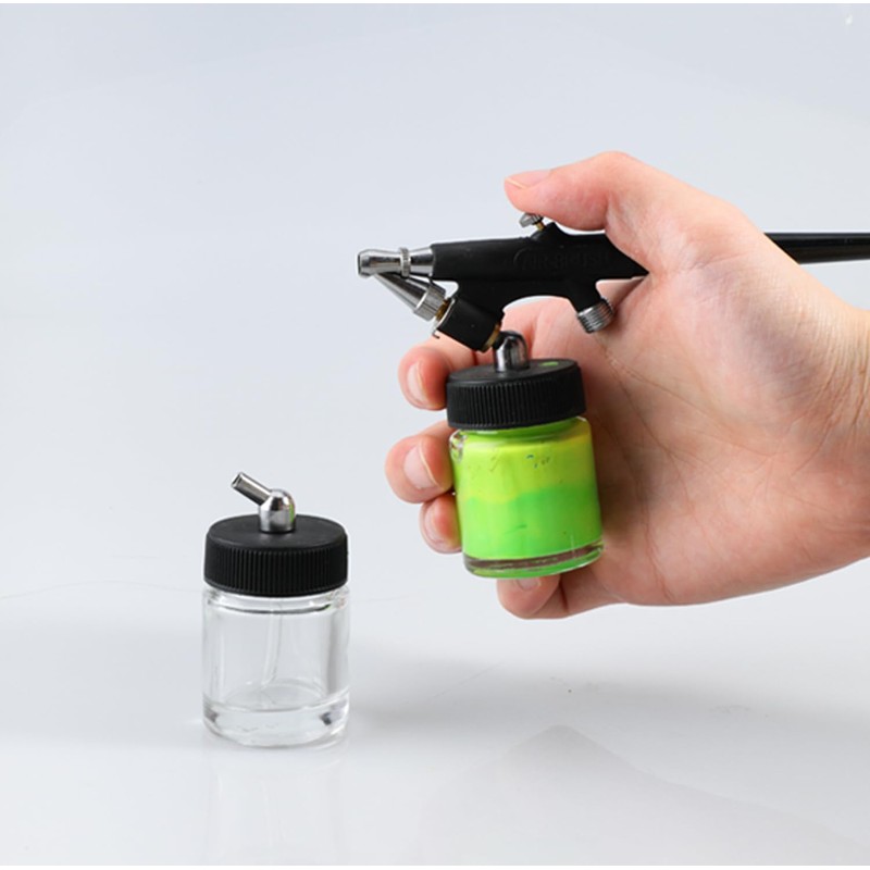 Langlengtec 10pcs 18cc Glass Airbrush Bottles Kit with Adapter Caps
