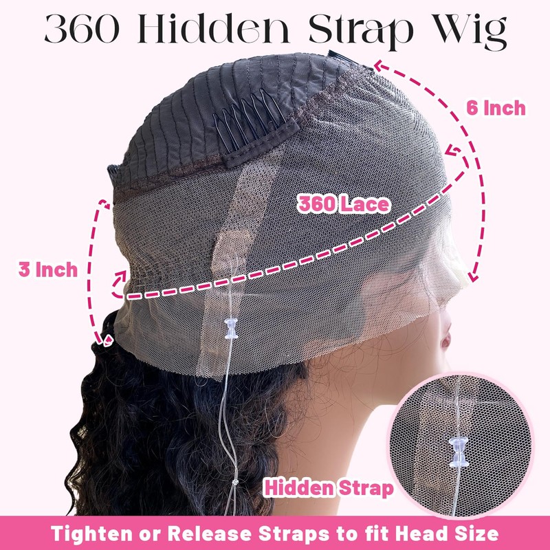 ADESORAES 360 Glueless Curly Human Hair Wig 24 Inch Pre