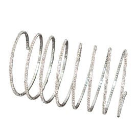 Rhinestone Arm Cuff Jewelry for Women Multilayer Arm Sparkling Rhinestone Bracelet Upper Arm Jewelry Crystal Bangle Strand Wrap Bracelet Silver Prom Bridal Bangle for Party Bride Wedding-8 Layers (1Pcs)
