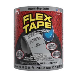 Flex Tape, Original Thick Flexible Rubberized Waterproof Tape - Seal and Patch Leaks, Works Underwater, Indoor Outdoor - Home RV Roof Plumbing and Pool Repairs, Gray, 4 in x 5 ft, Pack of 1