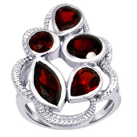 Orchid Jewelry 925 Sterling Silver Statement Rings for Women - Delightful 7X5 mm Red Garnet Birthstone Gemstone - 2.00 Carats Pear