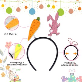BELSITA 1Pcs Easter Day Headband Bunny Carrot Hair Hoop Boppers Easter Party Cosplay Hair Decorations Glitter Holiday Headwear Cute Rabbit Design Head Bands Hair Ornament for Women and Kids
