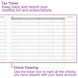 Check Registers for Personal Checkbook - 7" x 10" Checkbook Register for Personal Checkbook, Expense Ledger Book for Personal and Small Business, Purple