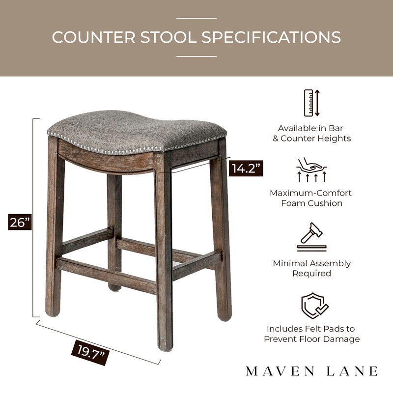 Maven Lane Adrien Backless Saddle Kitchen Counter Stool in Walnut