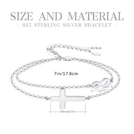 OHAYOO Infinity Bracelet Women's 925 Sterling Silver Rose Gold Bracelet Infinity Sign with Cross Bracelet Infinity Jewellery Gifts for Girlfriend Women Girls Mum, Sterling Silver, Cubic Zirconia