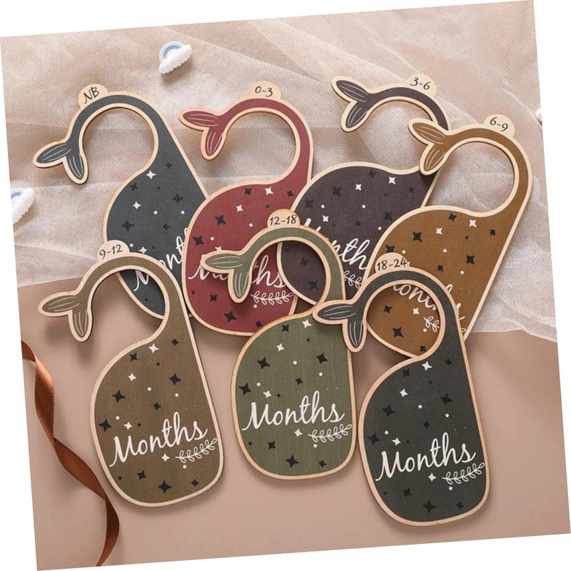 DOITOOL 14pcs Wooden Closet Dividers Whale-shaped Nursery Organizer for Clothes