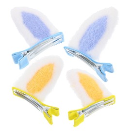 Minkissy Rabbit Ear Hair Clips for Girls 4pcs Plush Bunny Barrettes for Boys and Girls Cute Hair Accessories for Dance and Easter Celebrations