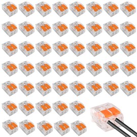 Pack of 50 cable connectors with actuation lever, cable clamps, 2-pin, electric cable clamps, connection clamps, electric clamps for home, hotel, warehouse, street lighting