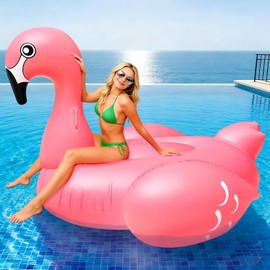 TURNMEON Flotador inflable de flamenco gigante de 102 pulgadas, flotador inflable de verano para playa, piscina, fiesta, juguetes para montar, balsa de agua, flotador de piscina para 2-4 jugadores multijugadores, adultos, flotadores de lago, flamenco