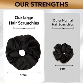 5 x XXL Satin Hair Scrunchies in Gift Box, Ideal for Thick, Curly, Frizzy Hair, Hair Accessories for Women and Girls, Choice of Colours (Bright Colours)