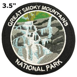 Great Smoky Mountains National Park 3.5" Embroidered Patch DIY Iron or Sew-on Decorative Vacation Travel Souvenir Applique Wander Nature Wildlife Hike Trek Camping Explore Mountains Stars Moon Bear