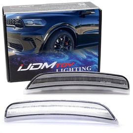 iJDMTOY Semi-Clear Lens 36-SMD White Full LED Front Bumper Side Marker Light Kit Compatible With Dodge 2021-up Durango, Replace OEM Amber Front Sidemarkers