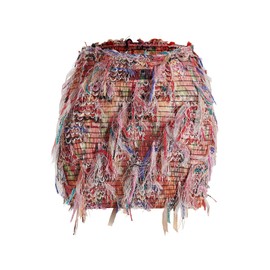 MakeMeChic Women's Tassel Bodycon Mini Skirt Fringe Graphic Print Boho Short Pencil Skirts Dusty Pink Medium