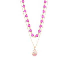 Betsey Johnson Heart Layered Necklace (Cupcake Crystal Heart Layered Necklace)