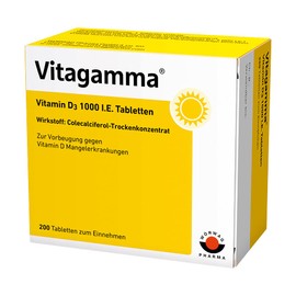 Vitagamma Vitamin D3 1,000 IU: Solar Power for Your Health, to Prevent Vitamin D Deficiency Disease*, 200 Tablets