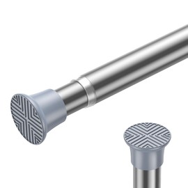 1PCS Spring Tension Curtain Rods 24 to 46 Inch Silver Tension Rod Spring Curtain Rod Short Curtain Rod Tension Adjustable Curtain Rods for Kitchen, (With One Set Rod Holder)