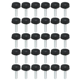 PATIKIL M4x18 mm Knurled Thumb Screws 30pcs Male Thread Round Clamp Screw Knob Hand Grip Bolt for Mounting Hardware Lighting Furniture Hardware Black