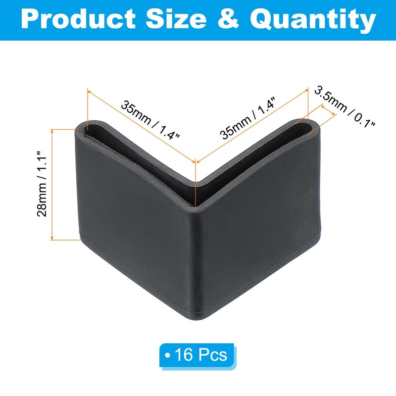 PATIKIL 16 Pcs L Shape Leg Protectors 1.4 x 1.4