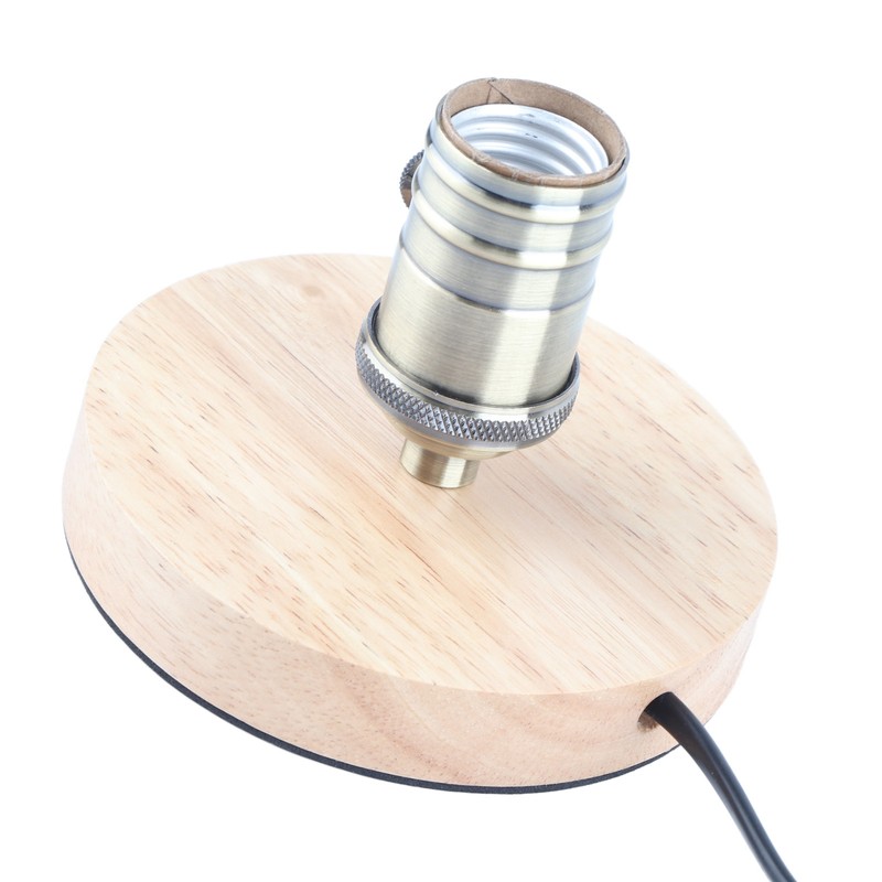 E26/E27 Table Lamp Holder Household Retro Wooden Lamp Base with