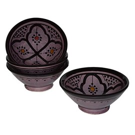 Ceramic Appetizer Bowls Handmade Moroccan Serving Set of 4 Exquisite Pieces With Vivid Colors