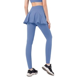 SPEED MATE - Leggings con falda de tenis para mujer, con bolsillos, faldas plisadas atléticas, con leggings, para entrenamiento, golf, para entrenamiento, Azul, X-Small