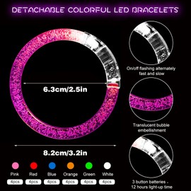 twirush 24 Pack LED Flashing Bubble Bracelets, Glow-in-the-Dark Party Favors, Colorful Light-Up Toys for Kids & Adults, Perfect for Birthday Celebrations, New Year’s Eve & Festive Occasions