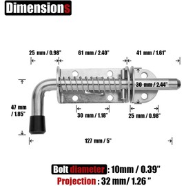 JQK - Pestillo con resorte y pasador, perno de barril de acero inoxidable 304 engrosado de 2 mm para puerta, 12.7 cm negro (paquete de 4), HSB300-BK-P4