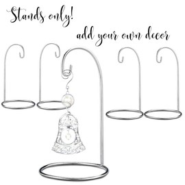 BANBERRY DESIGNS Ornament Stands - Set of 20 Silver Christmas Holders - Chrome Finished Metal 7-Inch Tall - Air Plant Terrarium - Christmas Ornament Collection Display