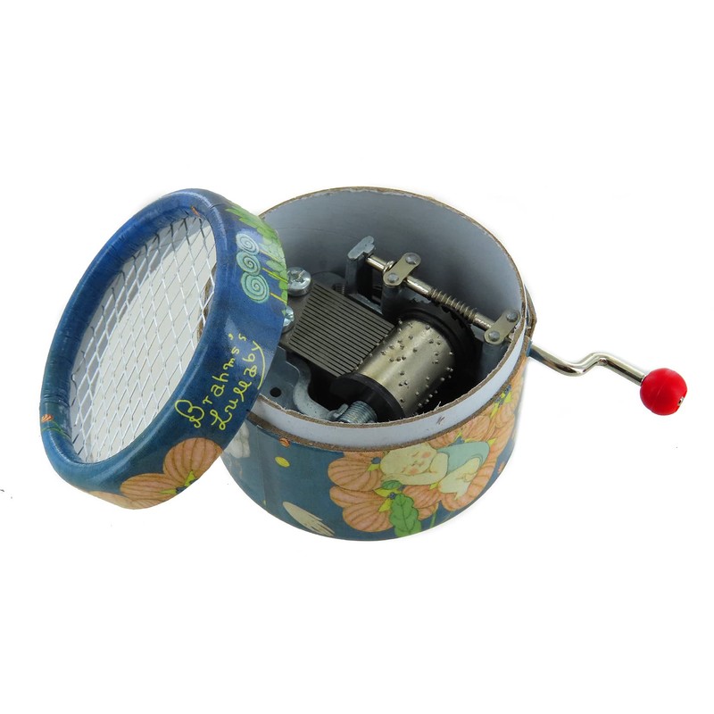 Round Music Box/Music Box with Hand Crank Made of Cardboard