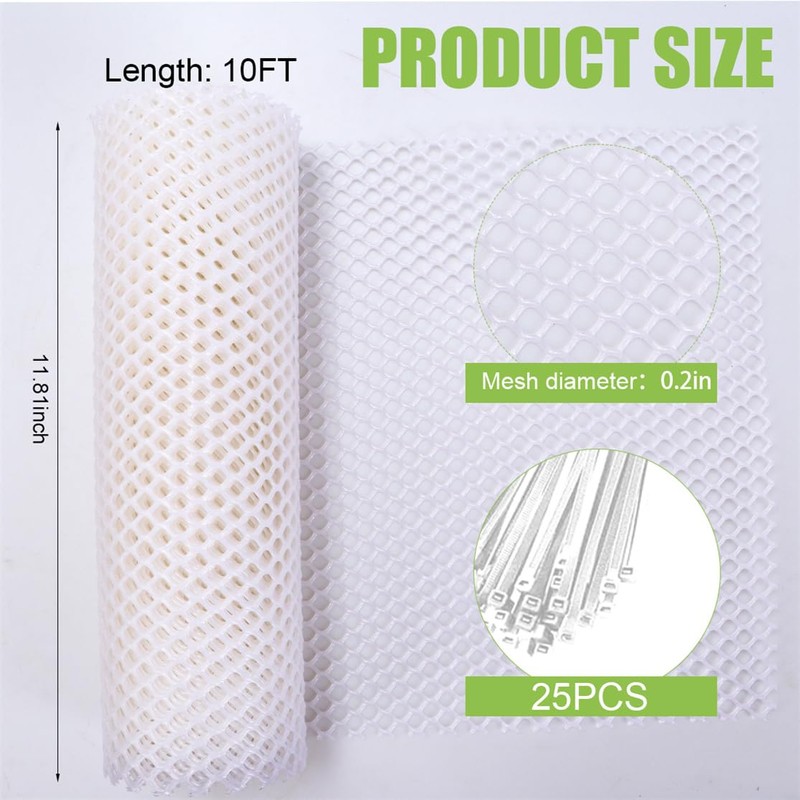 White Plastic Chicken Wire Mesh Fence Hexagonal Poultry Netting Plastic