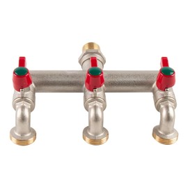 Wzzy Gurden Heavy Duty Brass 3 Way Hose Splitter, 1/2" Inlet & 3/4" Outlets, Outdoor Faucet & Garden Hose Splitter with Individual On/Off Valves for Irrigation