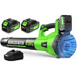 Tietoc Leaf Blower Cordless, Brushless Electric Leaf Blower with 2 X 5.0Ah Battery, 6 Speed Powerful Leaf Blowers for Garden, Patio, Lawn Care, Gift for Men Dad Husband Fathers (Green)