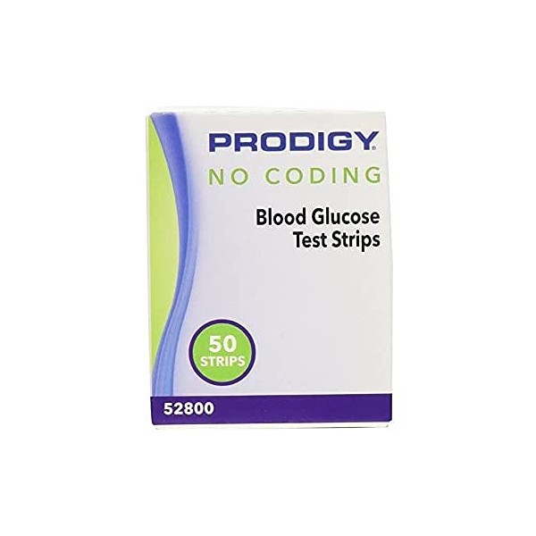 Prodigy 52800 No Coding Blood Glucose Test Strips, Box of 50 Strips