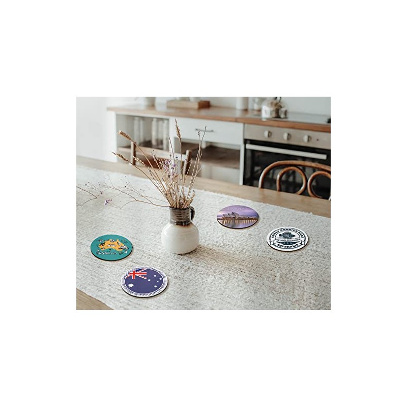 4 x Round Australia Coasters - Travel Sydney Holiday Set