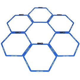 Capelli Sport Hexagonal Speed Rings, Interlocking Hex Agility Ladder Rings with Carry Bag, Blue, Set of 6