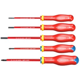 FACOM ATD.J5VE Set of 5 PROTWIST® Screwdrivers Insulated 1000 Volts for Slotted Screws & for Pozidriv® Phillips Screws