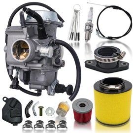 TRX350 Carburetor Kit Fit for Honda Rancher 350 TRX350FE TRX350FM TRX350TE TRX350TM 2000-2006 4 Stroke ATV with Air Filter & Oil Filter & Spark Plug & Intake Pipe & Choke Cable