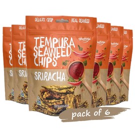 Woodridge Snacks | Tempura Seaweed Chips | Sriracha Flavor | 6 Pack | 1.41 Oz (40g) Bags