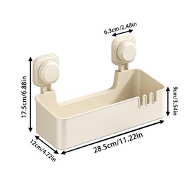 Bathroom Shower Caddy Wall Mounted No-Drilling Wall Draining Shelf Shower Basket Storage Organizer for Shampoo Conditioner Razors Soap, Kitchen Organiser Max 4KG, Cream