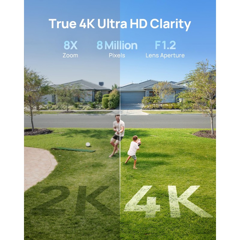 Anona Aurora 4K Solar Security Cameras Wireless Outdoor, Forever Power