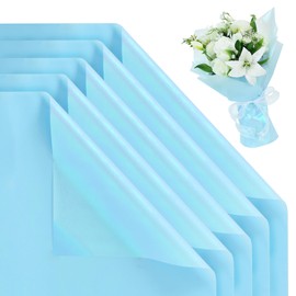 BEISHIDA 20Pcs Light Blue Iridescent Flower Wrapping Paper Waterproof Packing Paper for Floral Wrap Bouquet Wrapping Florist Supplies Birthday Valentine's Day Christmas Gift Wrapping