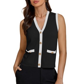 luvamia Women Sweater Vest Lightweight Vests Women Summer Black Vest Black Size Small Size 4 6