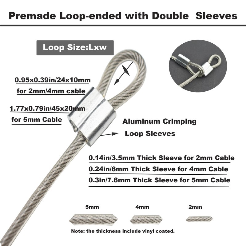 Floyutin 5 Pcs 5mm Wire 24 inch Vinyl Coated Stainless