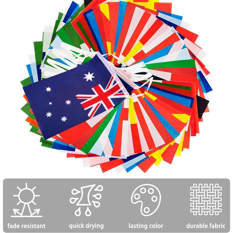 Countries Flags - 26ft/8m, Waterproof, Flags for home, Bar, Restaurant