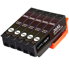 Supply Guy 5 Printer Cartridges Compatible with Epson 26XL / 26 XL Photo Black for Expression Premium XP510 XP520 XP600 XP605 XP610 XP615 XP620 XP625 XP700 XP710 XP720 XP800 XP810 XP820