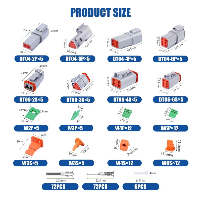 236PCS 5 Set Deutsch DT Connector Kit, 2 3 4