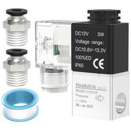 Solenoid Valve, Hoodutric 1/4 Inch NPT DC12V 2 Way Normally Closed Electric Solenoid Air Valve Junction Box-2V025-08